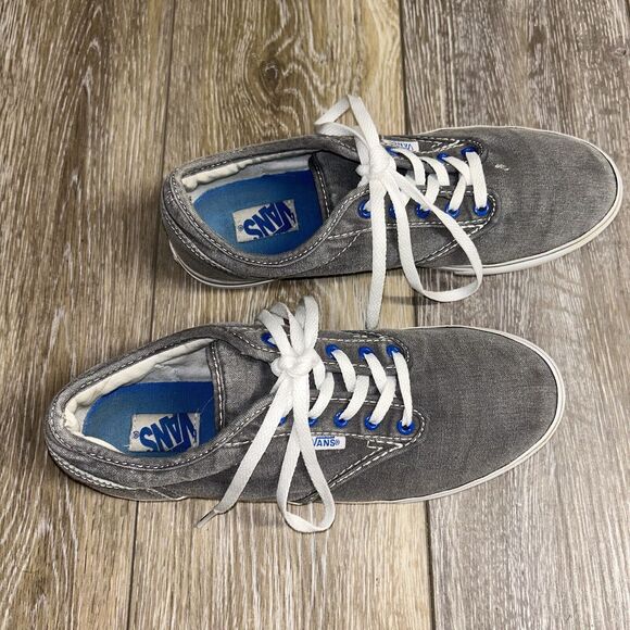 Vans Gray Blue White Sneaker Skate Shoes Low Profile Low Top Women’s US Size 6.5 - Picture 2 of 11